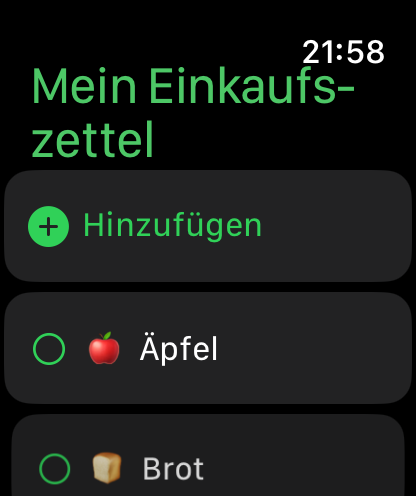 Apple Watch – Einkaufsliste