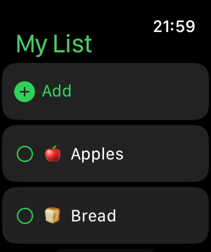 Apple Watch – shopping list